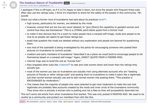 truerateme|Problems with r/TrueRateMe (Written By a Former Mod)